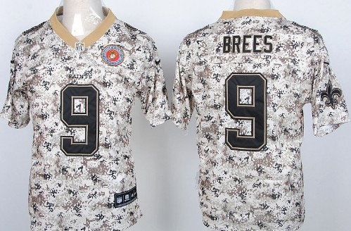 Men's New Orleans Saints #9 Drew Brees 2013 Nike USMC Camo Elite Jersey