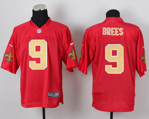 Men's New Orleans Saints #9 Drew Brees 2014 QB Red Nik Elite Jersey