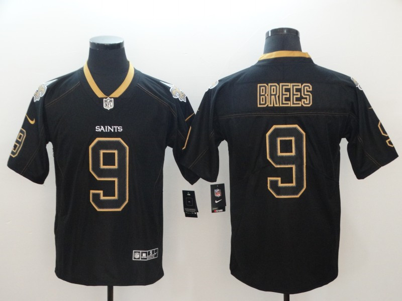 Men's New Orleans Saints #9 Drew Brees Nike Lights Out Black Limited Jersey