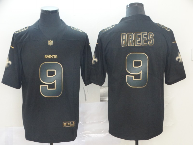 Men's New Orleans Saints #9 Drew Brees Nike NFL Vapor Limited Black Golden Jersey