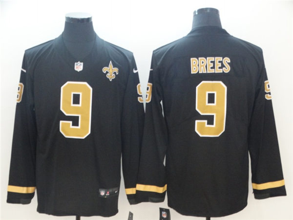 Men's New Orleans Saints #9 Drew Brees Teams Nike Therma Long Sleeve Jersey