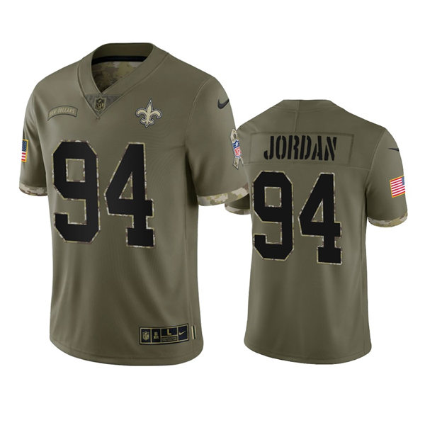 Men's New Orleans Saints #94 Cameron Jordan Olive 2022 Salute To Service Limited Jersey