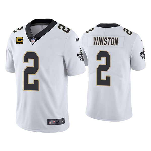 Men's New Orleans Saints 2022 #2 Jameis Winston White With 4-star C Patch 
