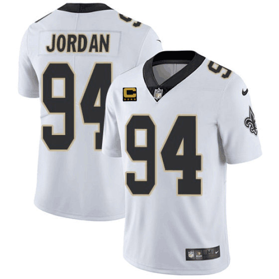 Men's New Orleans Saints 2022 #94 Cameron Jordan White With 4-star C Patch 