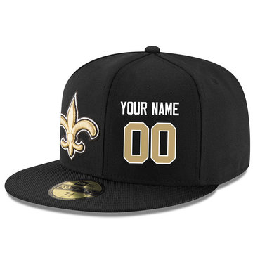 Men's New Orleans Saints Black Color Snapback Custom Hat (Stitched any name&number)