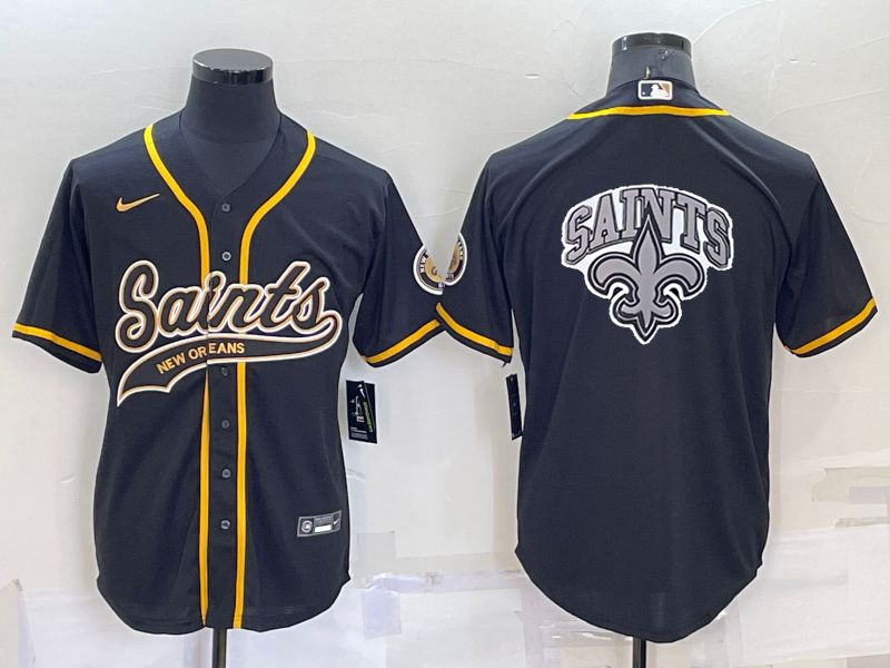Men's New Orleans Saints Black Team Big Logo With Patch Cool Base Stitched 