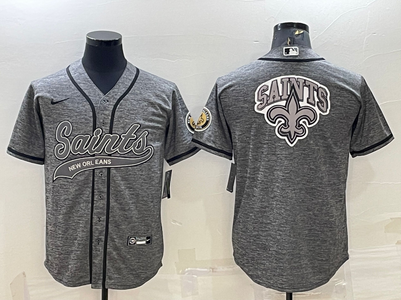 Men's New Orleans Saints Grey Team Big Logo With Patch Cool Base Stitched 