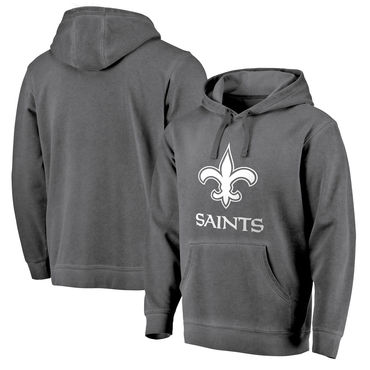 Men's New Orleans Saints NFL Pro Line By Fanatics Branded Black White Logo Shadow Washed Pullover Hoodie