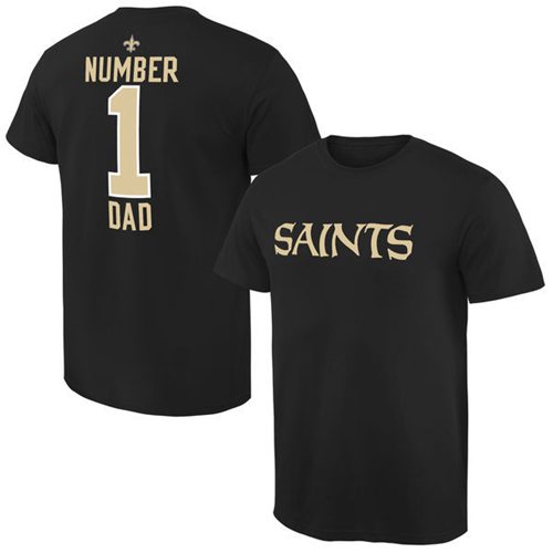 Men's New Orleans Saints Pro Line College Number 1 Dad T-Shirt Black