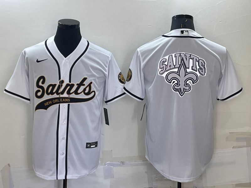 Men's New Orleans Saints White Team Big Logo With Patch Cool Base Stitched 