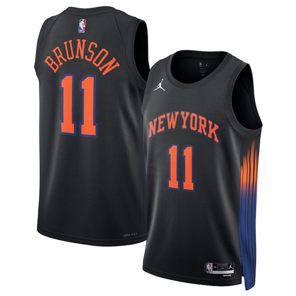 Men's New Yok Knicks #11 Jalen Brunson Jalen Brunson Black 2025 Statement Edition Stitched Basketball Jersey