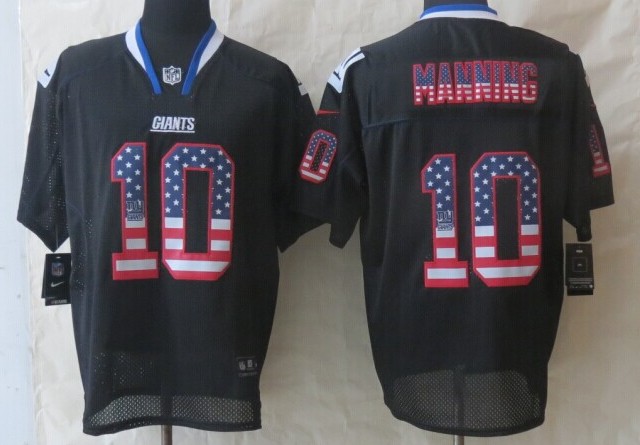Men's New York Giants #10 Eli Manning 2014 USA Flag Fashion Black Nik Elite Jersey
