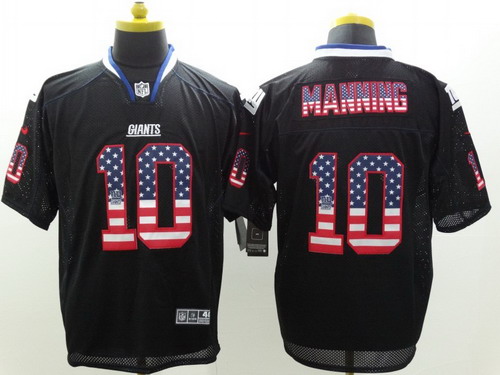 Men's New York Giants #10 Eli Manning 2014 USA Flag Fashion Black Nik Elite Jerseys