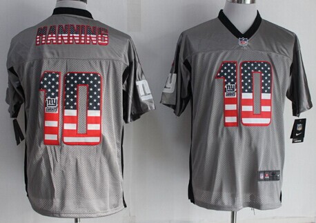 Men's New York Giants #10 Eli Manning 2014 USA Flag Fashion Gray Nik Elite Jerseys