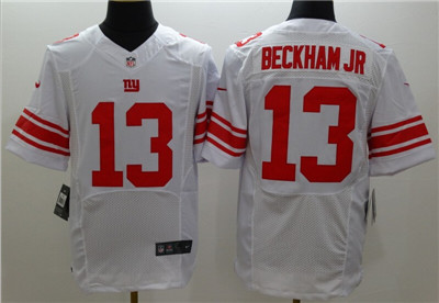 Men's New York Giants #13 Odell Beckham Jr White Nik Elite Jersey