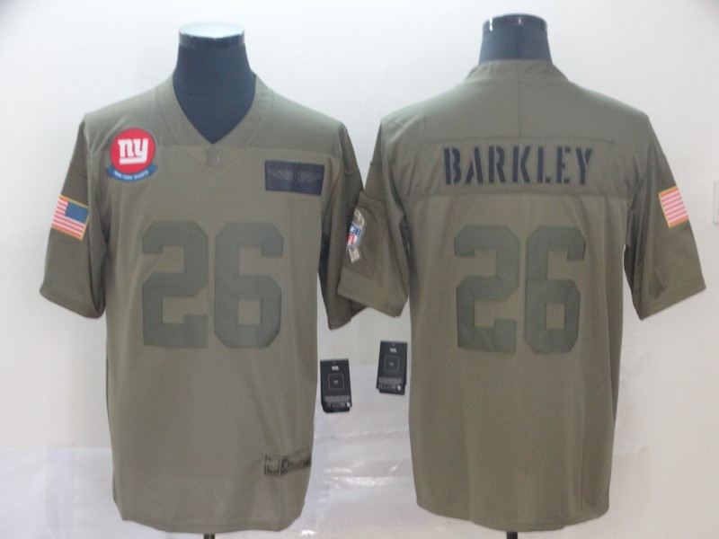 Men's New York Giants #26 Saquon Barkley Nike Olive 2019 Salute to Service Game Jersey