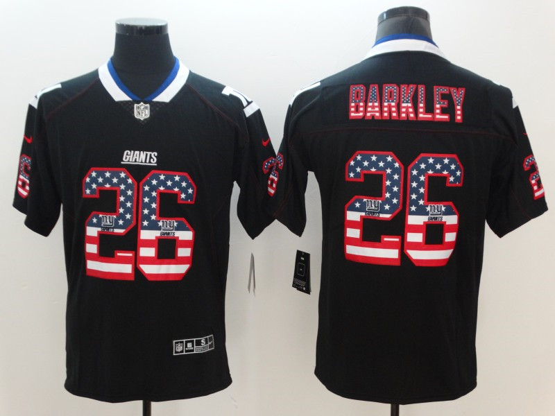 Men's New York Giants #26 Saquon Barkley Nike USA Flag Fashion Black Color Rush Limited Jersey