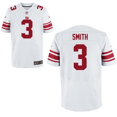 Men's New York Giants #3 Geno Smith Nike Road White Elite Jersey