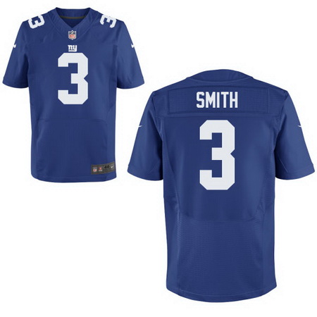 Men's New York Giants #3 Geno Smith Royal Blue Team Color Nike Elite Jersey