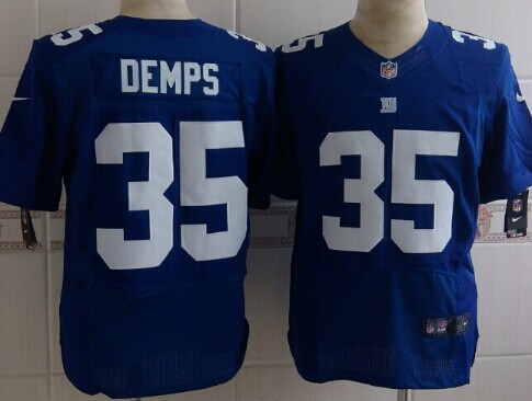 Men's New York Giants #35 Quintin Demps Blue Nik Elite Jersey