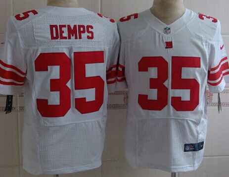 Men's New York Giants #35 Quintin Demps White Nik Elite Jersey