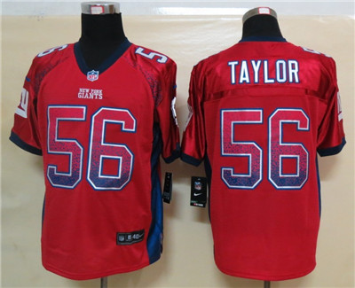 Men's New York Giants #56 Lawrence Taylor 2013 Nik Drift Fashion Red Elite Jerseys