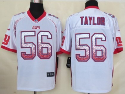 Men's New York Giants #56 Lawrence Taylor 2013 Nik Drift Fashion White Elite Jersey