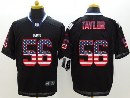 Men's New York Giants #56 Lawrence Taylor 2014 USA Flag Fashion Black Nik Elite Jerseys