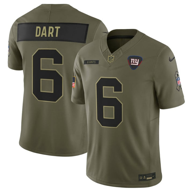 Men's New York Giants #6 Jaxson Dart Olive 2025 F.U.S.E. Salute to Service Limited Football Stitched Jersey