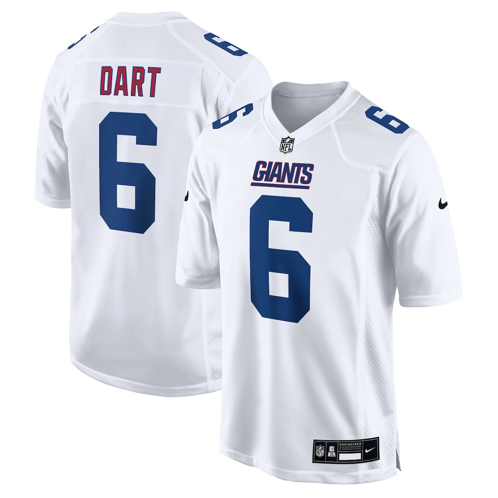 Men's New York Giants #6 Jaxson Dart Tundra White Fashion Game Nike Jersey