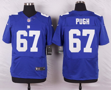 Men's New York Giants #67 Justin Pugh Blue Nik Elite Jersey
