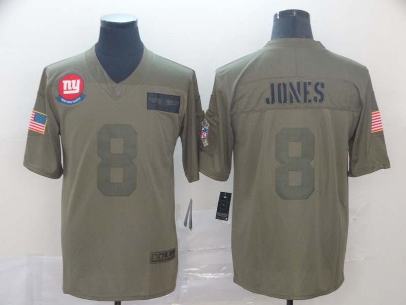 Men's New York Giants #8 Daniel Jones 2019 Olive Camo Salute to Service Limited Jerse