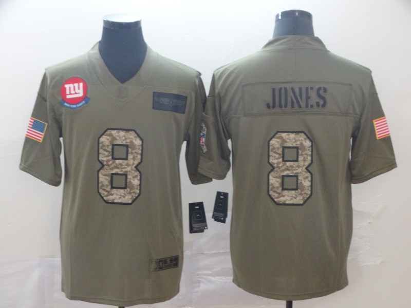Men's New York Giants #8 Daniel Jones 2019 Olive Camo Salute to Service Limited Jersey