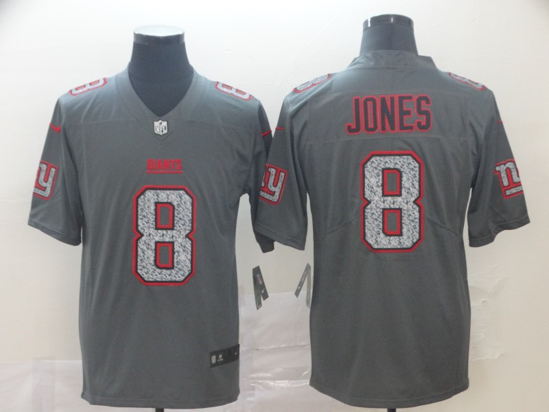 Men's New York Giants #8 Daniel Jones NFL Gray Static Fashion Jersey