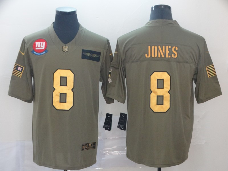 Men's New York Giants #8 Daniel Jones Nike Olive Gold 2019 Salute to Service Limited Jersey