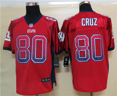 Men's New York Giants #80 Victor Cruz 2013 Nik Drift Fashion Red Elite Jerseys
