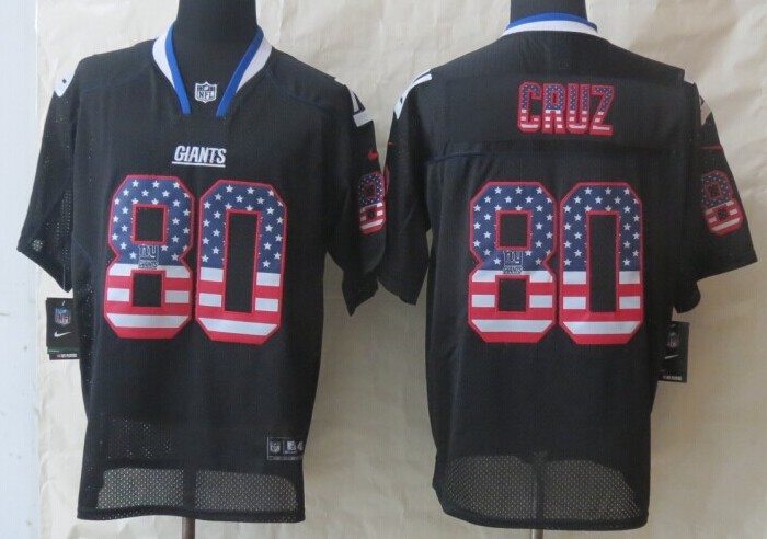 Men's New York Giants #80 Victor Cruz 2014 USA Flag Fashion Black Nik Elite Jersey