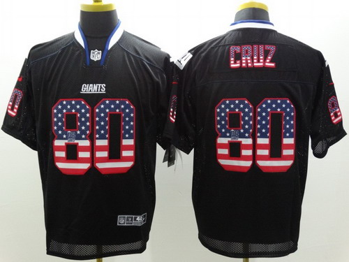 Men's New York Giants #80 Victor Cruz 2014 USA Flag Fashion Black Nik Elite Jerseys