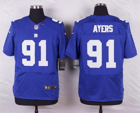 Men's New York Giants #91 Robert Ayers Nike Elite Blue Jersey