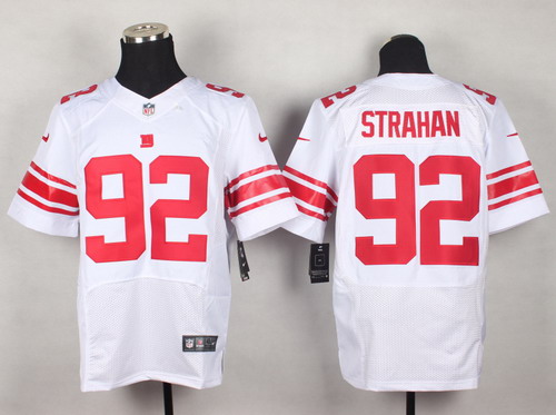Men's New York Giants #92 Michael Strahan White Nik Elite Jersey