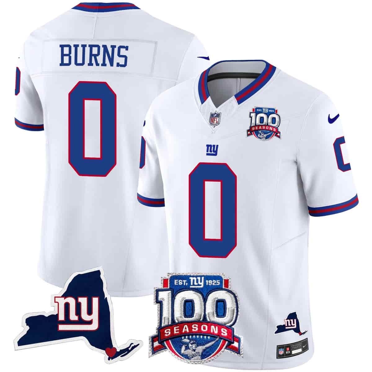 Men's New York Giants 100th Season & State Patch Vapor Limited Jersey - All Stitched Brian Burns    0