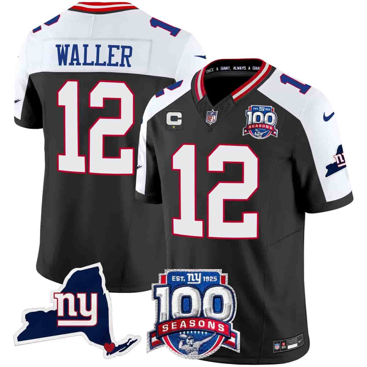 Men's New York Giants 100th Season & State Patch Vapor Limited Jersey - All Stitched Darren Waller
