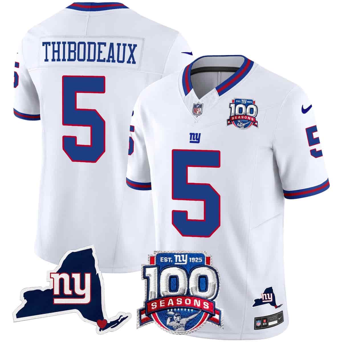 Men's New York Giants 100th Season & State Patch Vapor Limited Jersey - All Stitched Kayvon Thibodeaux   5
