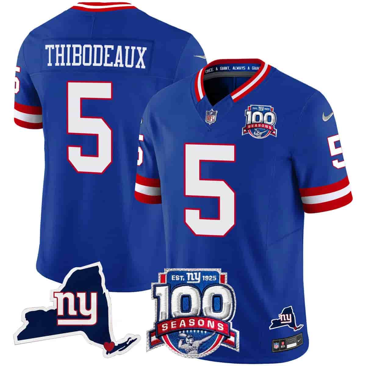 Men's New York Giants 100th Season & State Patch Vapor Limited Jersey - All Stitched Kayvon Thibodeaux  5