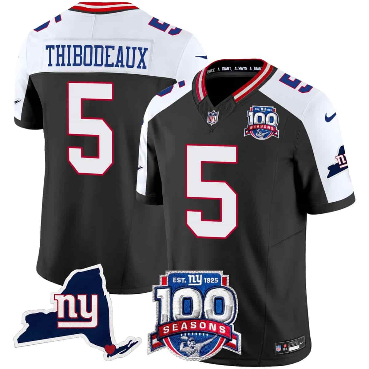Men's New York Giants 100th Season & State Patch Vapor Limited Jersey - All Stitched Kayvon Thibodeaux