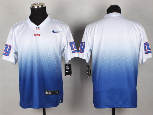 Men's New York Giants Blank White Blue Nik Fadeaway Elite Jersey