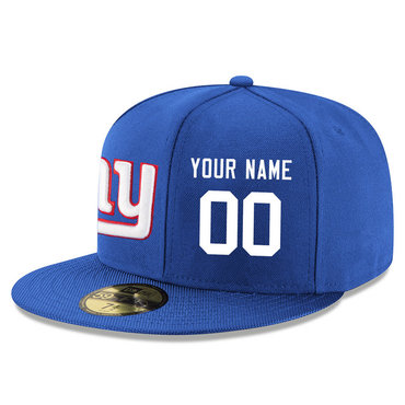 Men's New York Giants Blue Color Snapback Custom Hat (Stitched any name&number)