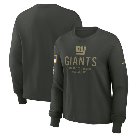 Men's New York Giants Dark Green 2025 Salute to Service Sideline Dri-FIT Long Sleeve T-Shirt