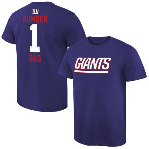 Men's New York Giants Pro Line College Number 1 Dad T-Shirt Royal
