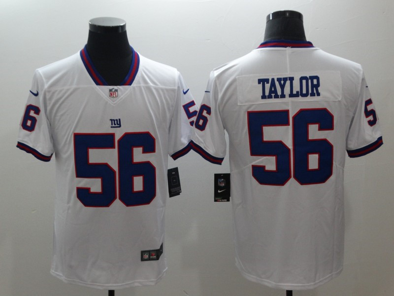 Men's New York Giants Retired Player #56 Lawrence Taylor Nike White Vapor Untouchable Color Rush